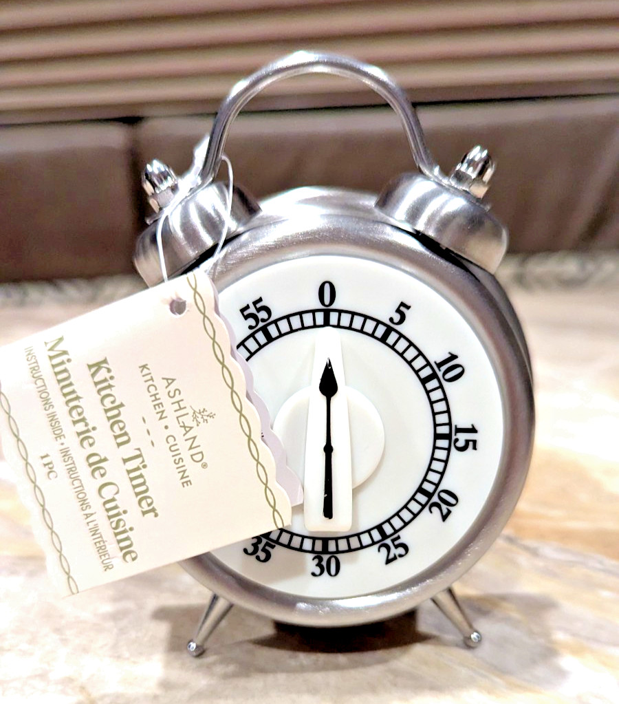 Kitchen Timer Retro Clock Manual Wind-Up Mechanical Alarm Counting 60 Min Silver