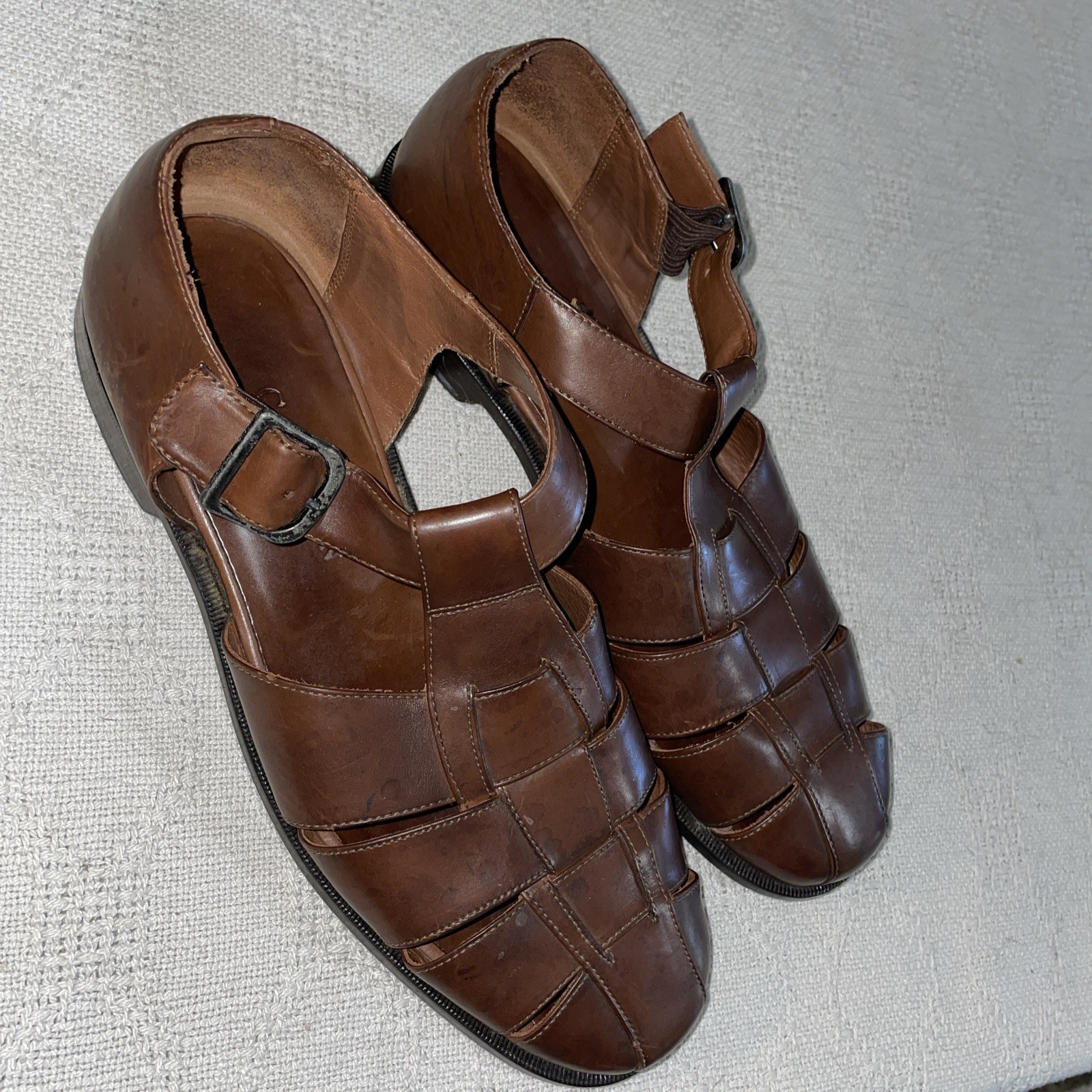 Cole Haan Mens Casual Huaraches Size 10.5 D Brown Leather Beach Cruise Island