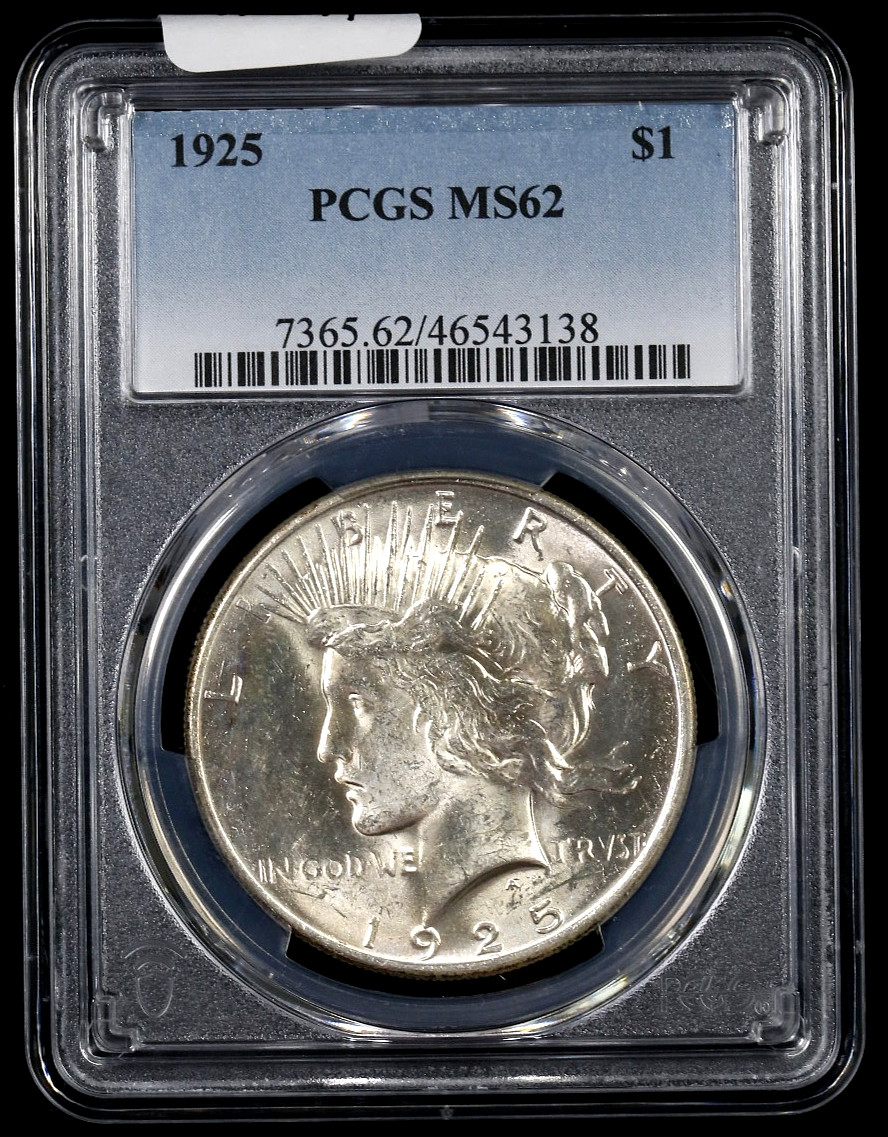 1925 Peace Dollar - PCGS MS62 - White Silver Coin Nice Eye Appeal - #424
