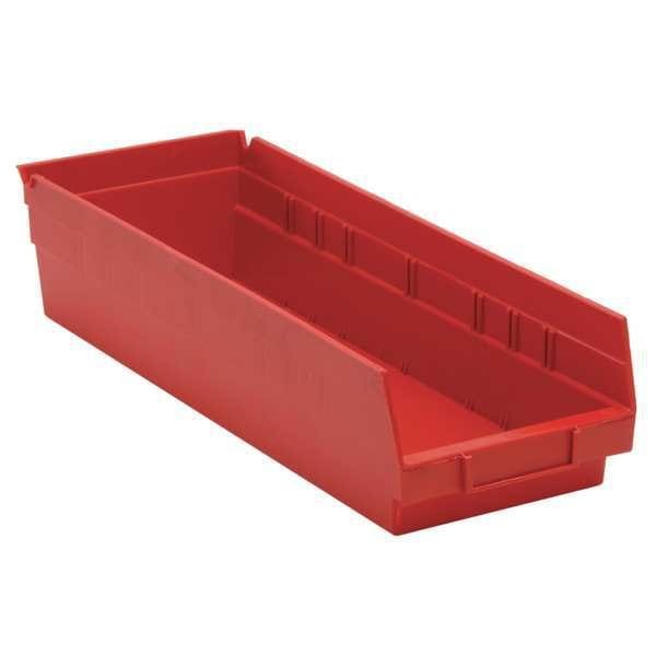 Quantum Storage Systems Qsb104rd Shelf Storage Bin, Polypropylene, Red, 4 In H,