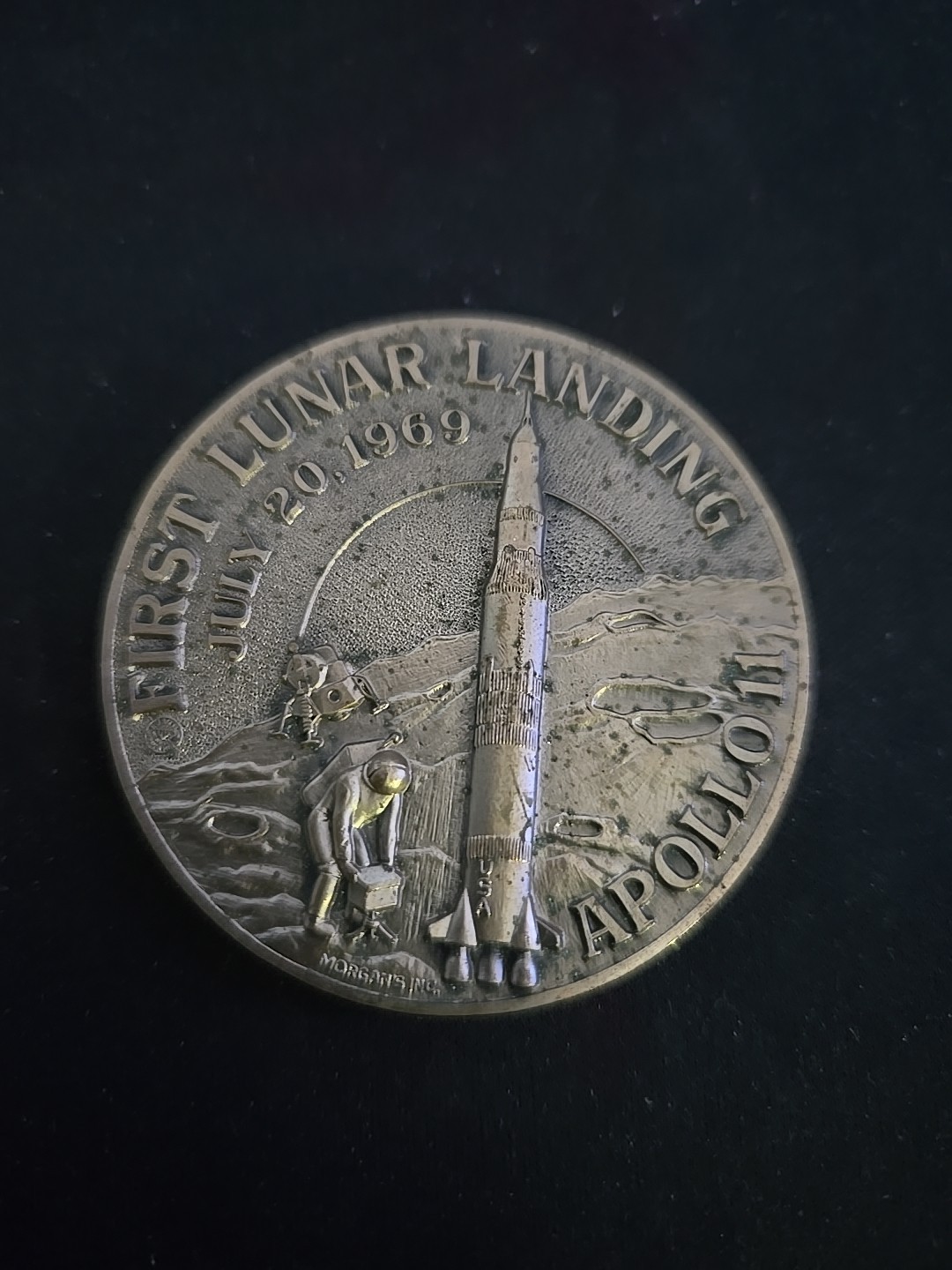 NASA Saturn Apollo 11 Moon July 20, 1969 Morgan's John Roberts LARGE Heavy Medal