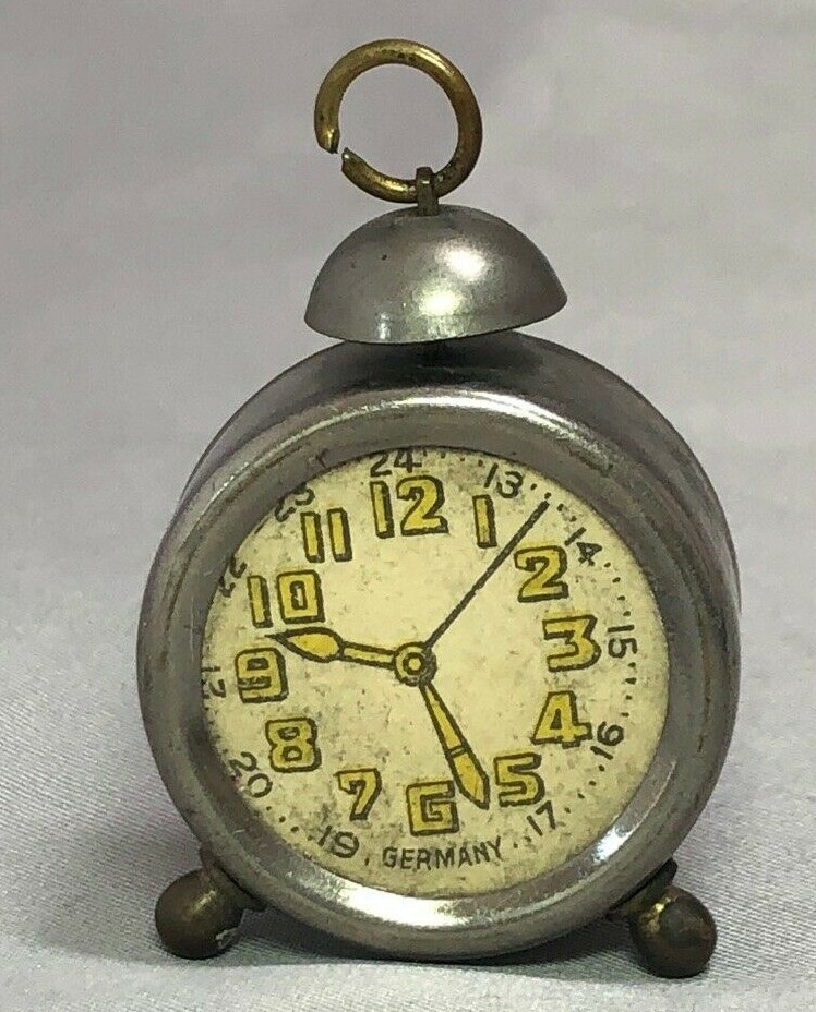 1930s ALARM CLOCK Figural PENCIL SHARPENER Vintage Made in GERMANY