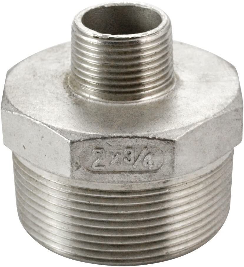 2" Male to 3/4" male NPT Hex Nipple Pipe Fitting Reducer Adapter Stainless 304