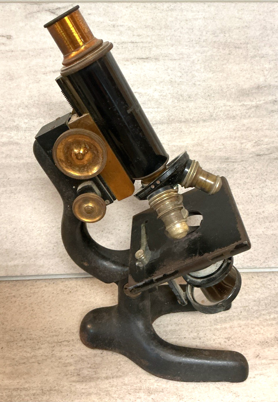 Antique Brass BAUSCH & LOMB MICROSCOPE