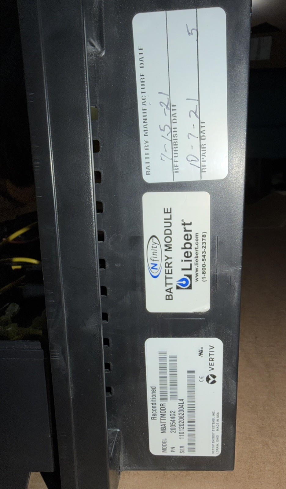 Empty Liebert Nfinity 200544G2 Battery Module, NBATTMOD, Ready for new batteries