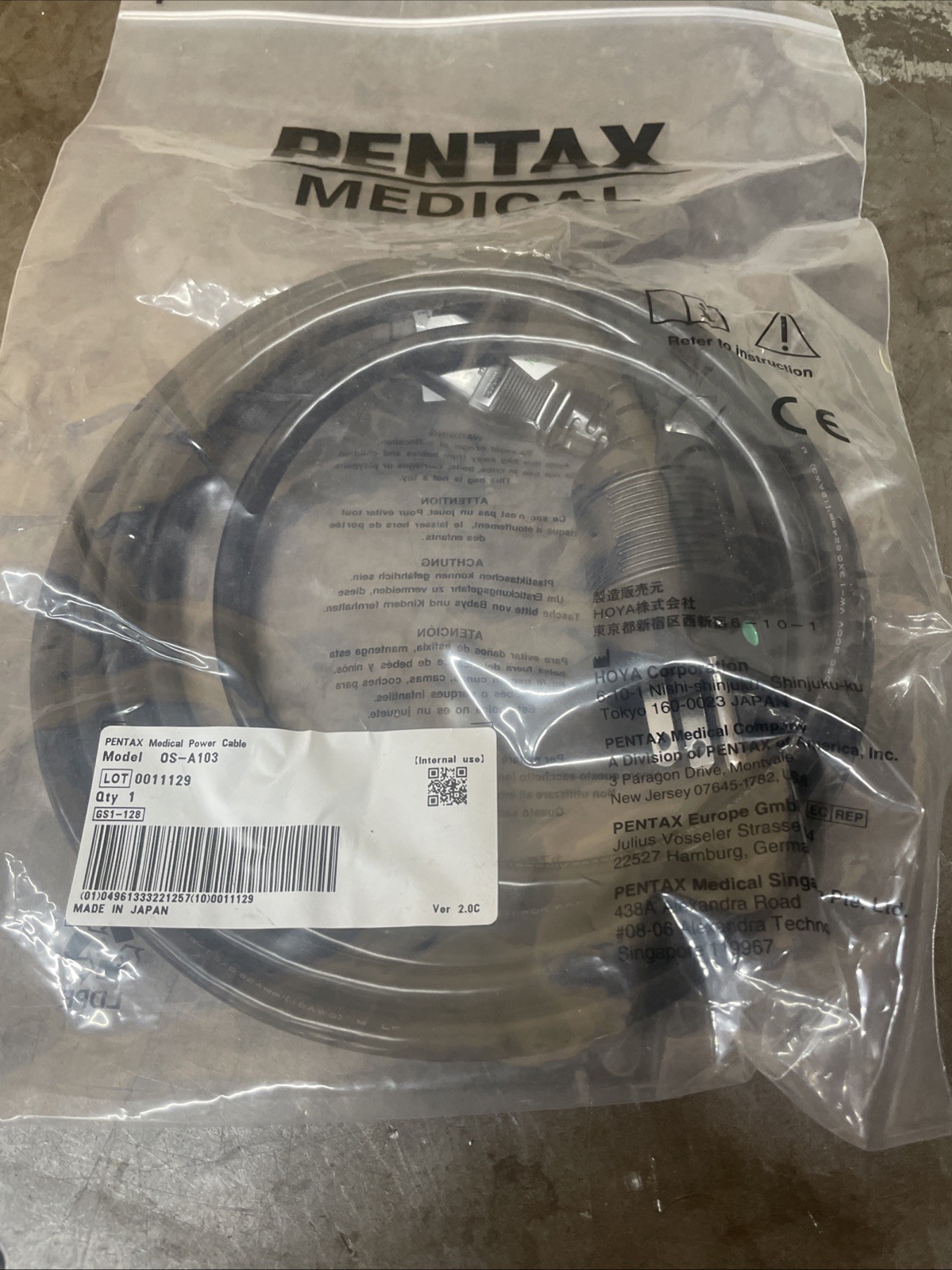 Pentax Medical Power Cable Modle OS-A103