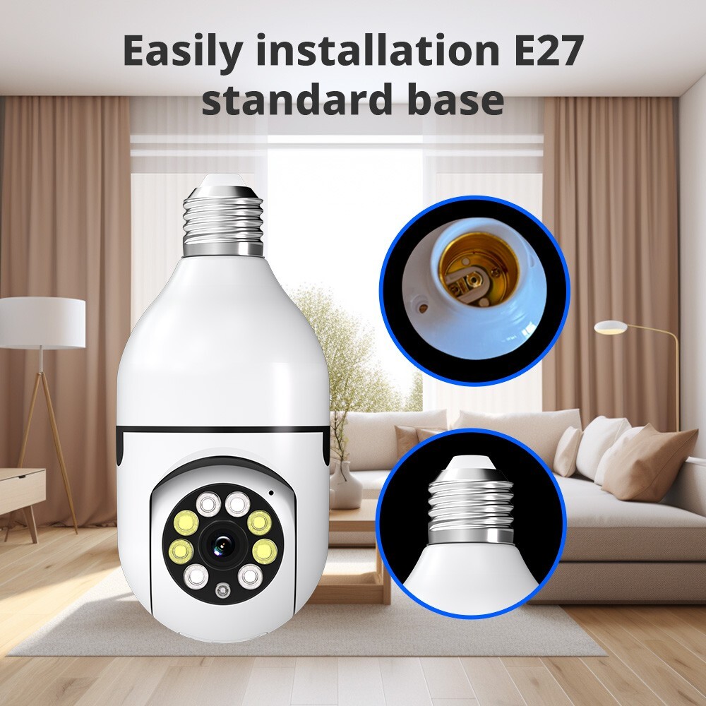 4X 360° 1080P IP E27 Light Bulb Camera Wifi IR Night SmartHome Wireless Security