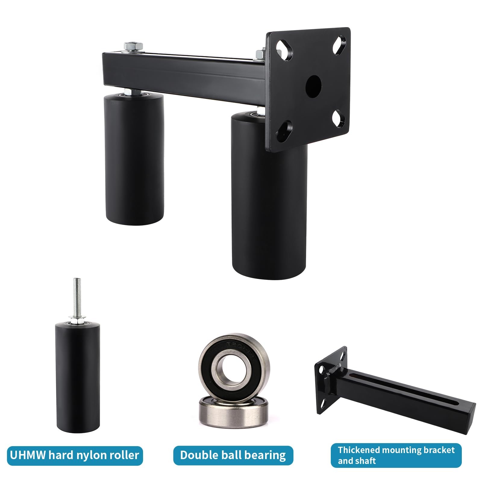 Skelang Slide Gate Guide Roller, 6" UHMW Hard Nylon Guider, Adjustable Black