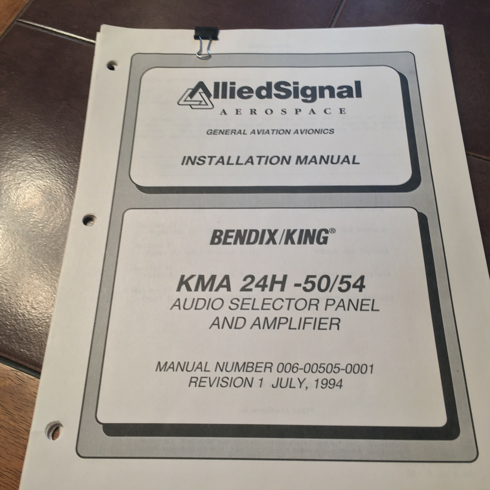King KMA-24H-50/54 Audio Panel Install Manual