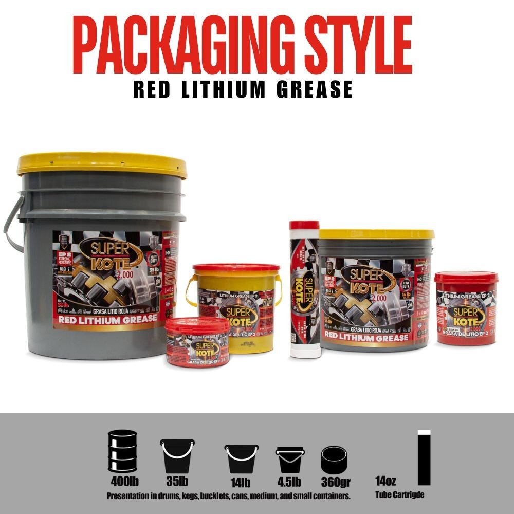 Lithium Grease Red n Tacky EP Cartridge Superkote 2000 / 14 oz. 10 Pack.