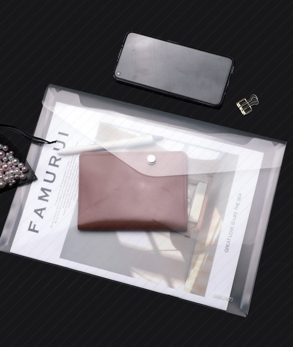 Poly Envelope 12 Pcs Document Envelopes with Snap Button Quality Clear Docume...