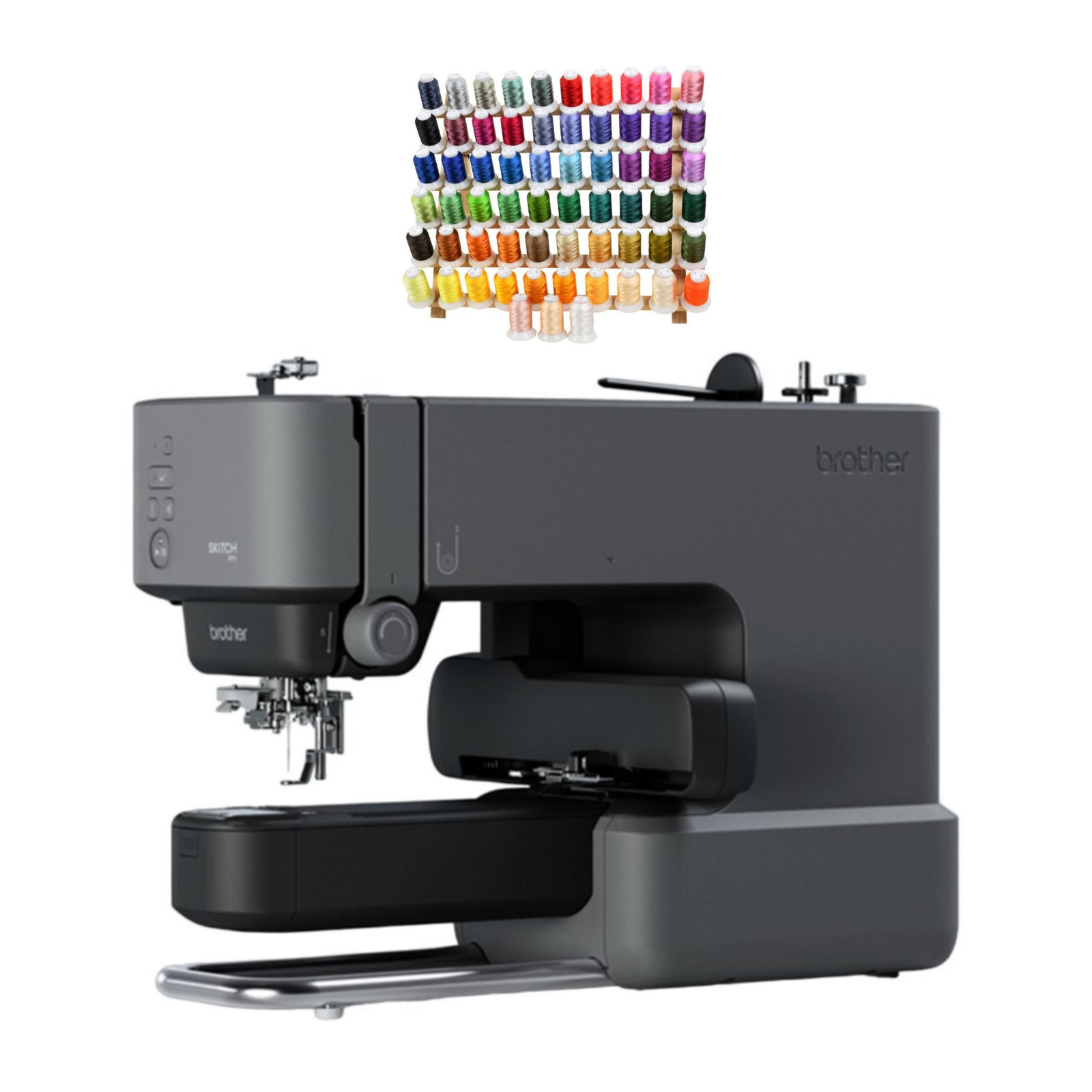 Brother Skitch Embroidery Machine and Pacesetter 63 Spool Thread Set Bundle
