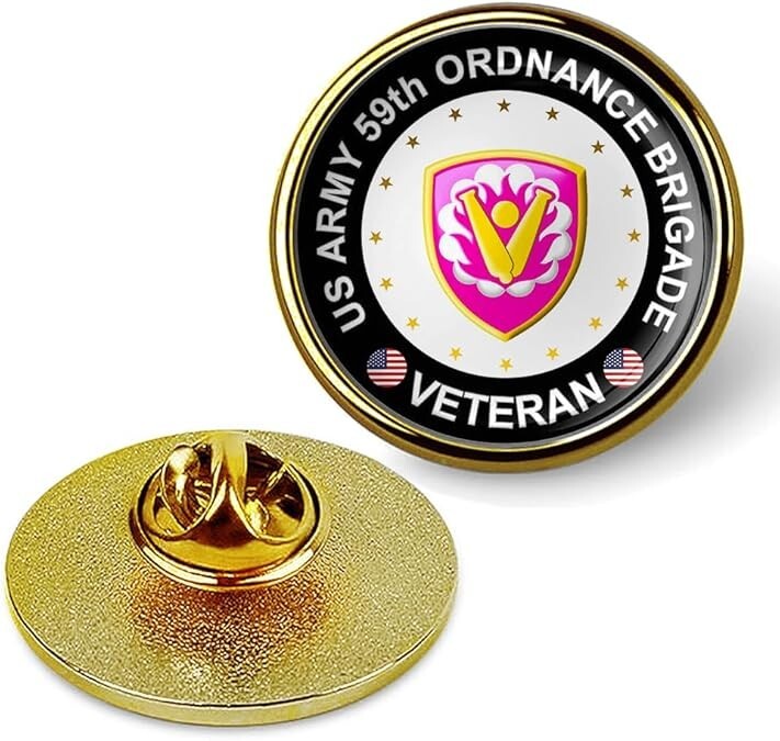 United States Army 59th Ordnance Brigade Veteran Tie  Shirt Lapel Pin - Gold