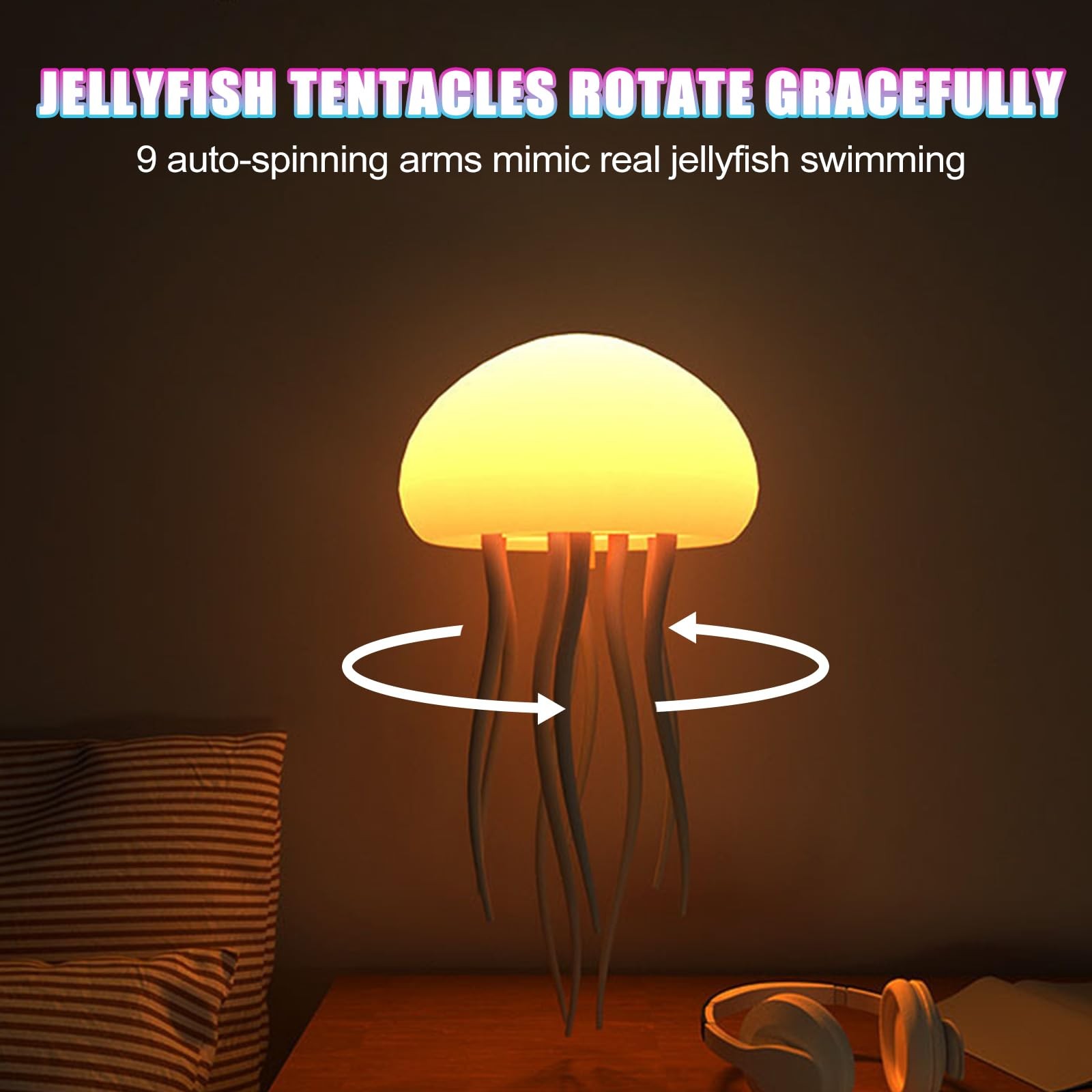 Jellyfish Lamp Touch Sensor Remote Control RGB LED Night Light Hanging
