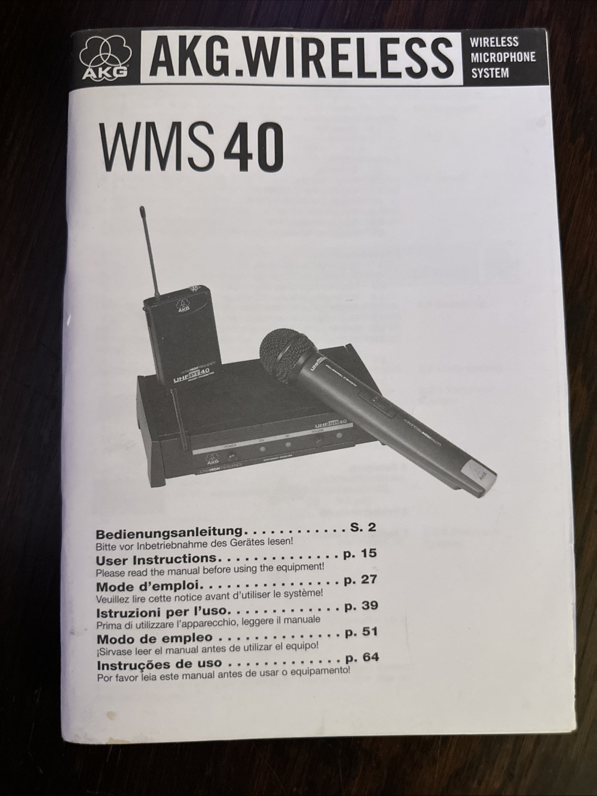 Operation Manual for AKG Wireless WMS 40 76 Pages User Guide - Original