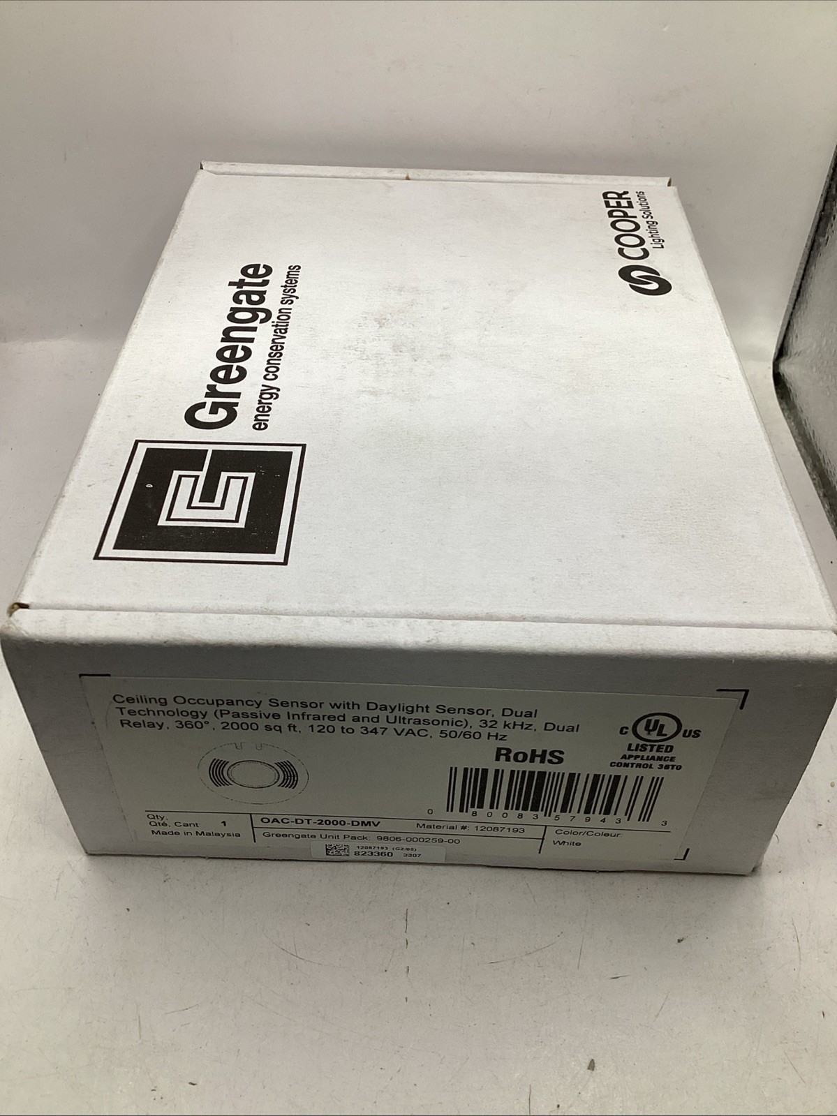 COOPER GREENGATE OAC-DT-2000-DMV Ceiling Occupancy Sensor NEW