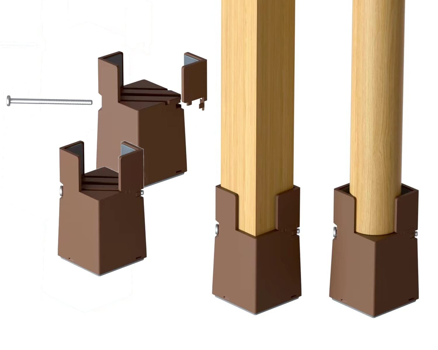 2" Adjustable Bed Risers 4-Pack with Screw Clamp Fits 0.8"-1.6" Legs Brown