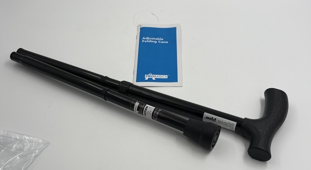ProBasics Black Adjustable Folding Cane Durable and Portable