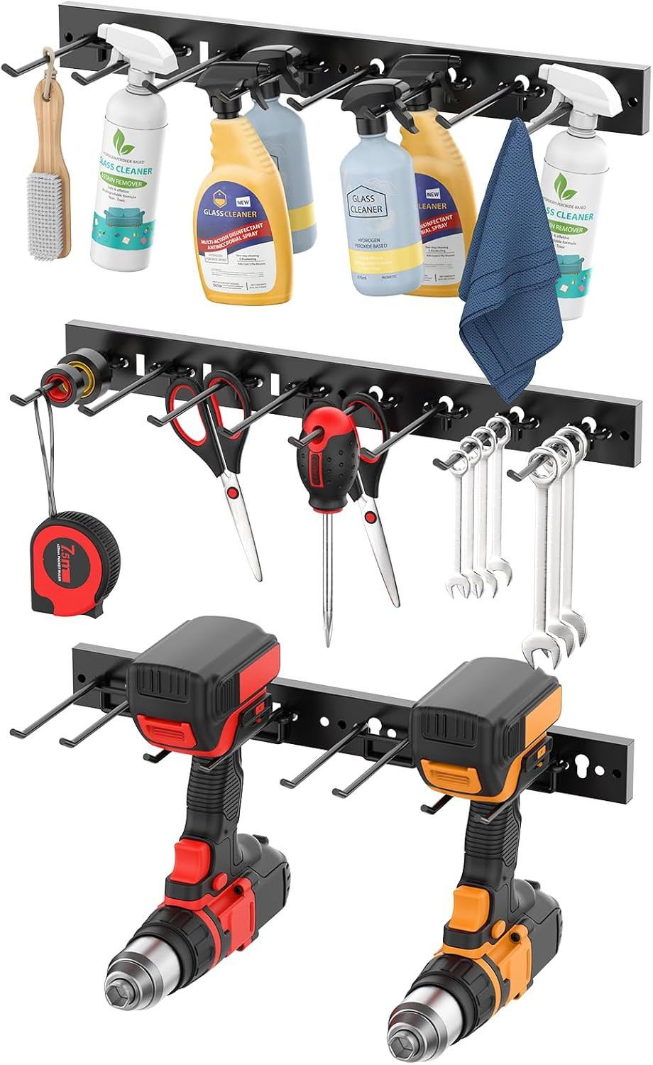 3 Modular Pegboard Strip Storage, Metal Peg Slat Wall Mount for Garage, Basement