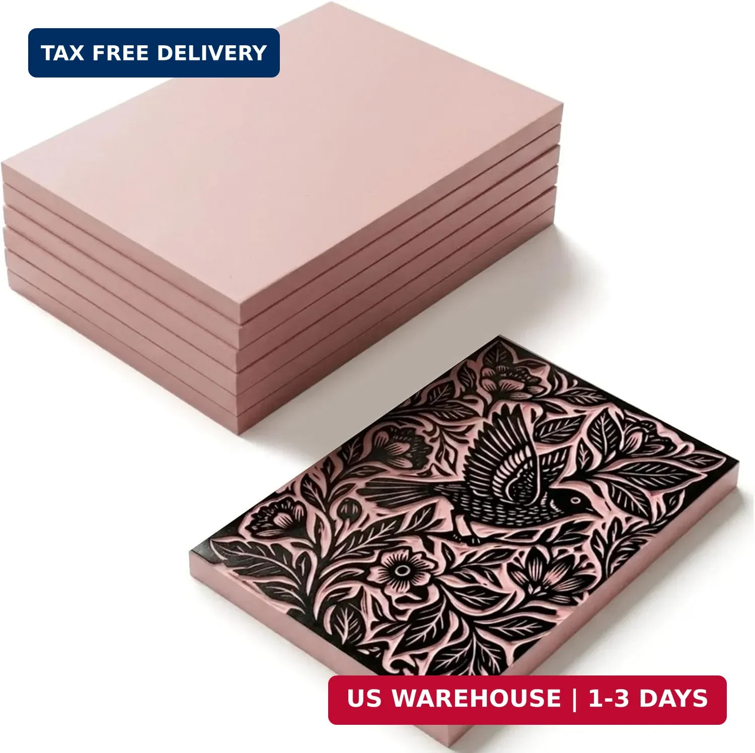 6 Pack Linoleum Blocks for Printmaking, 4x6 Inch Soft Rubber Carving Blocks for