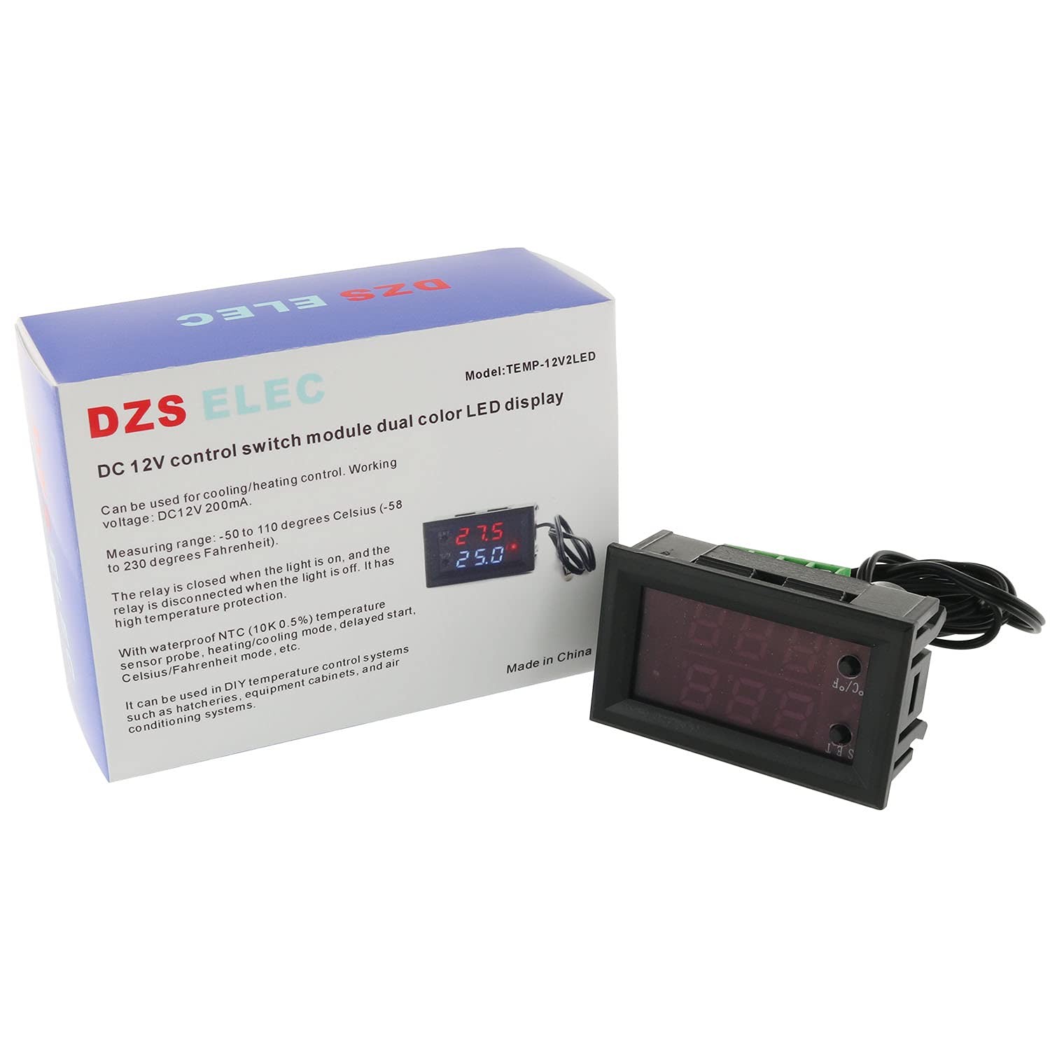 Temperature Controller -50 to 110 Celsius (-58 to 230 F) DC 12V Programmable ...