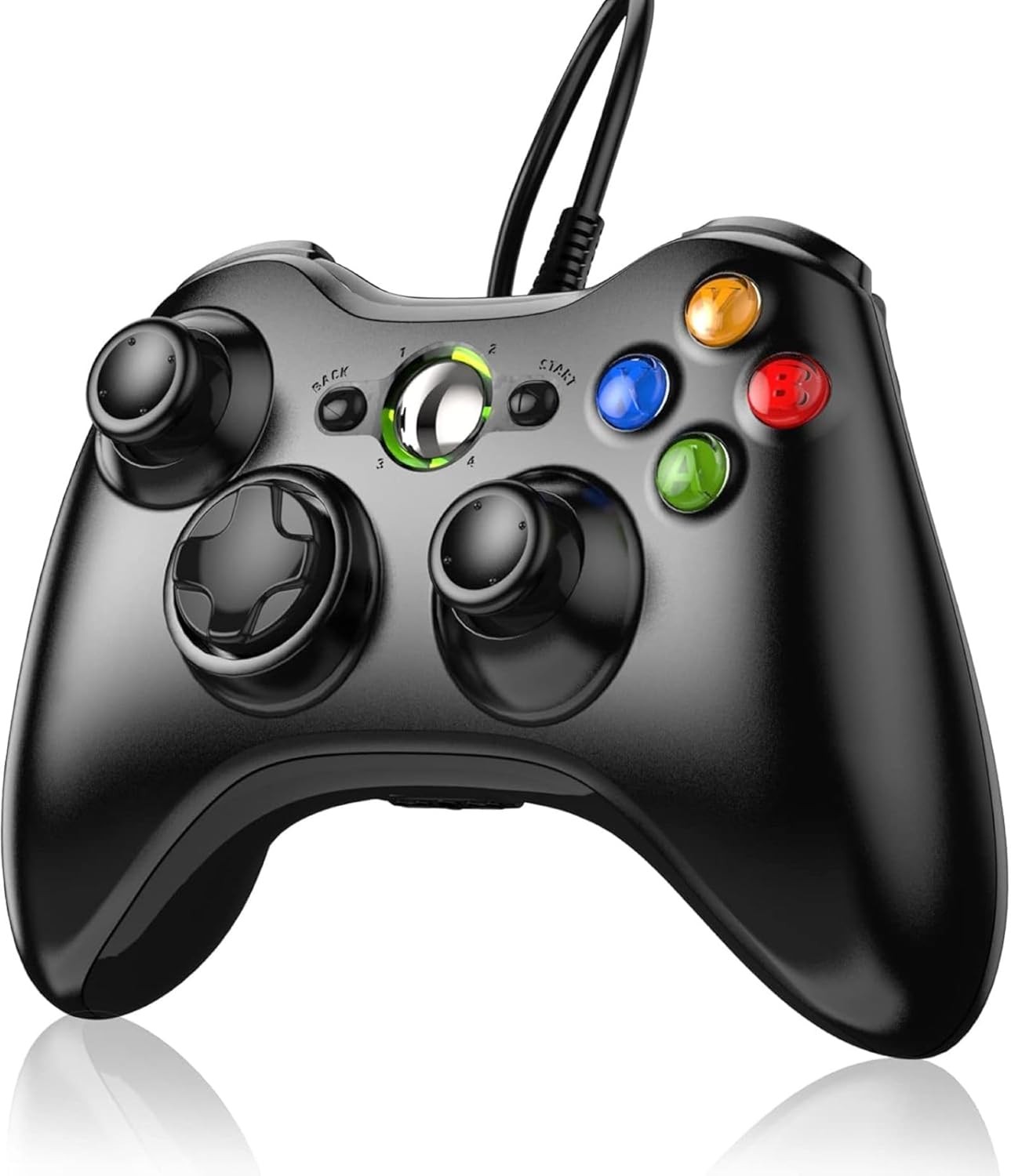 Xbox 360 Wired controller Gamepad Controller for 360(Black) Black