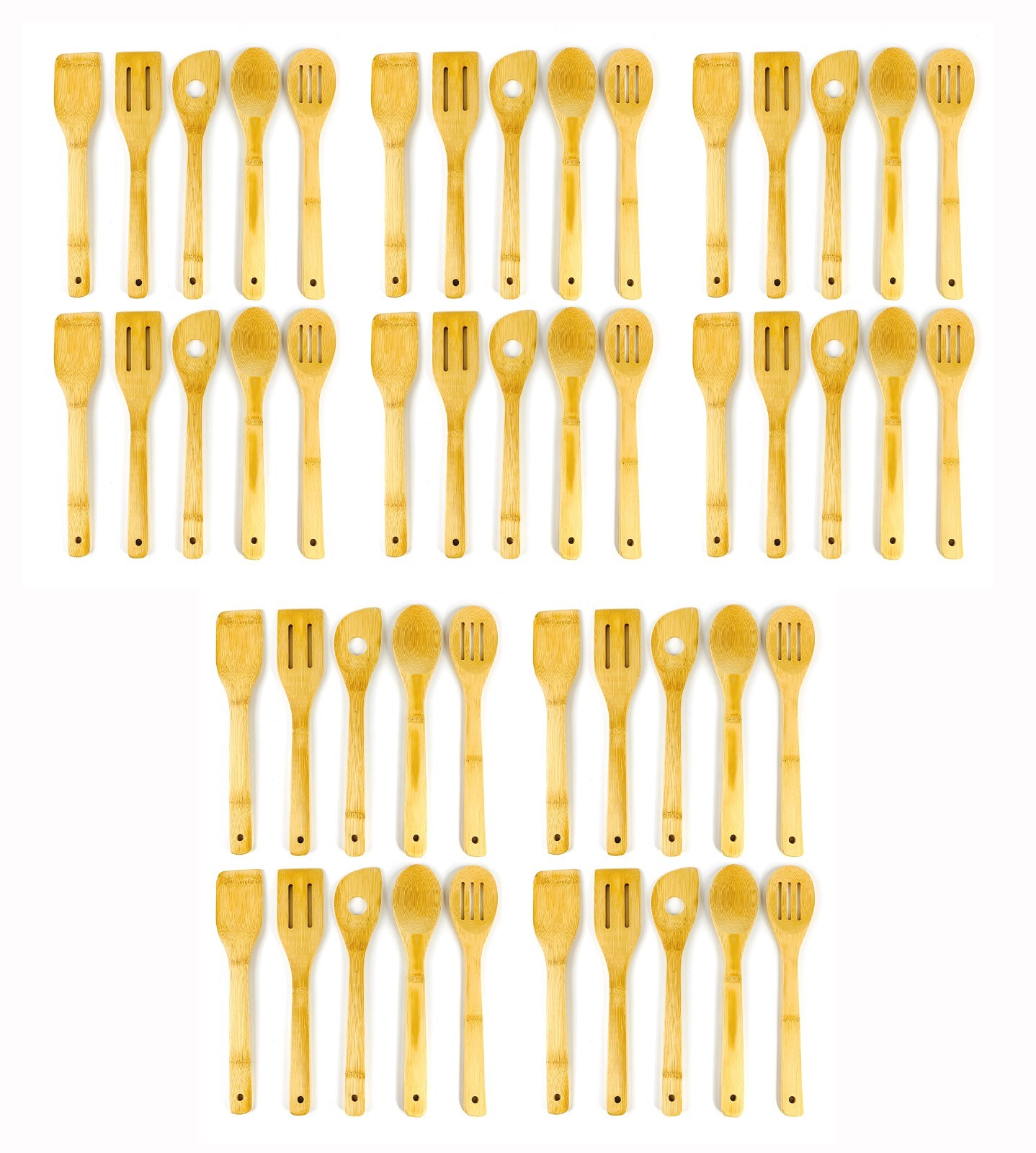 10 Pack 5 Bamboo Spatulas Cooking Fork Spoon Turner Kitchen Utensil 12in 3670x10