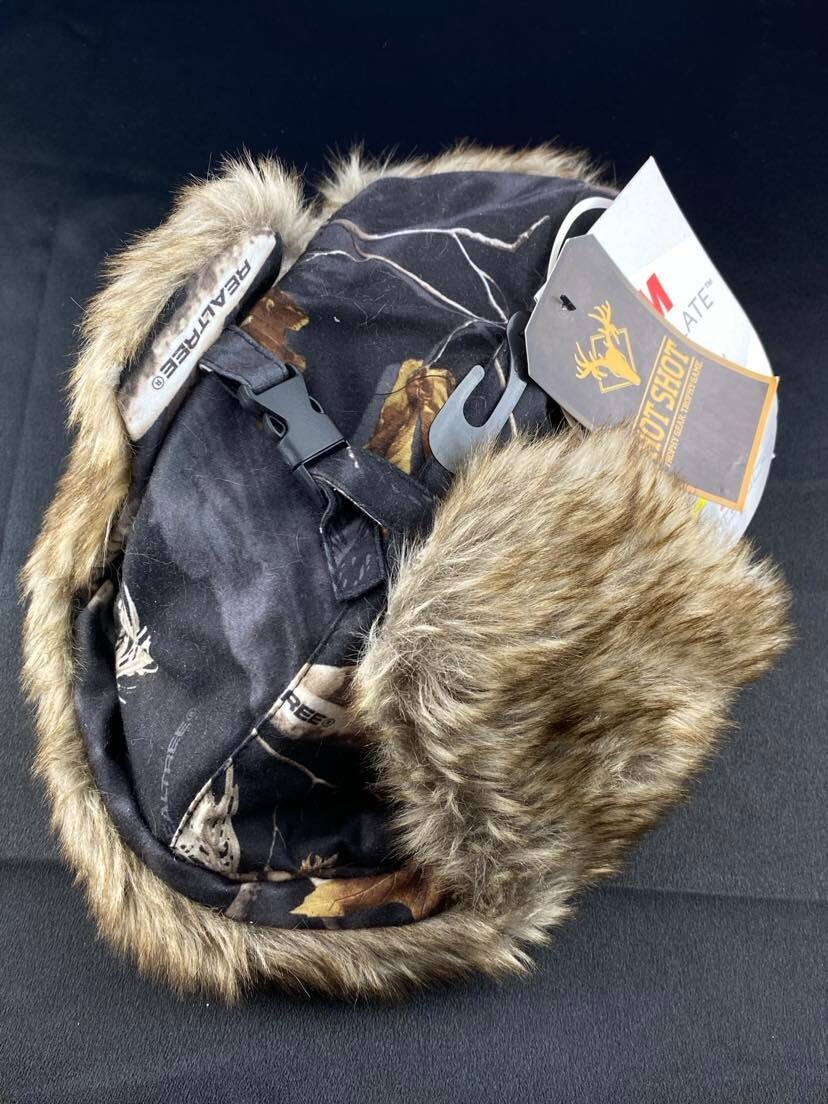 Hot Shot Camo Hat Fur Lined Ear Flaps Thinsulate RealTree Winter Trapper XL NEW