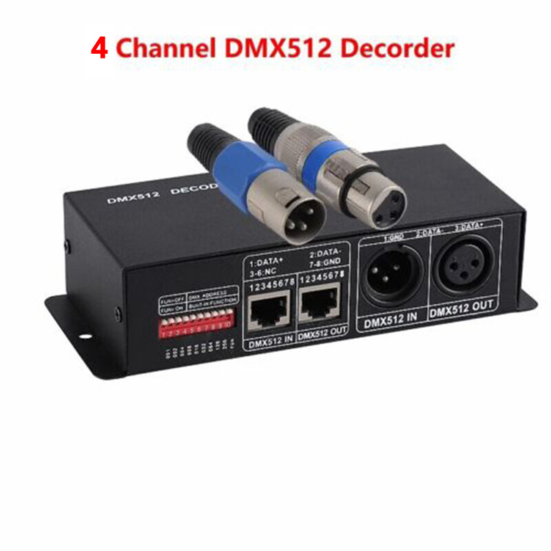 DMX512 12V 8A 4 Channels Decoder Controller for 5050 RGB LED Light Strip Lamp US
