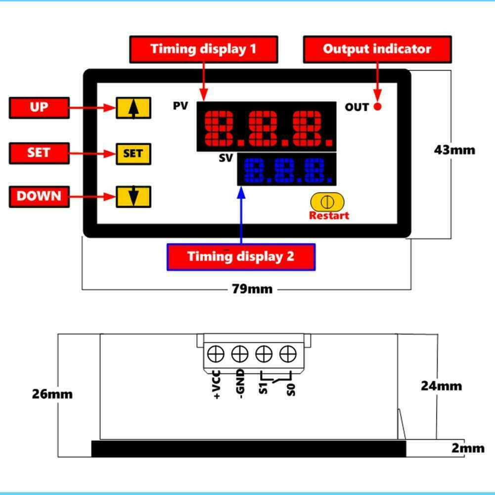 DC 12V Timer Cycling Module Digital Display Time Delay Relay Timing Switch