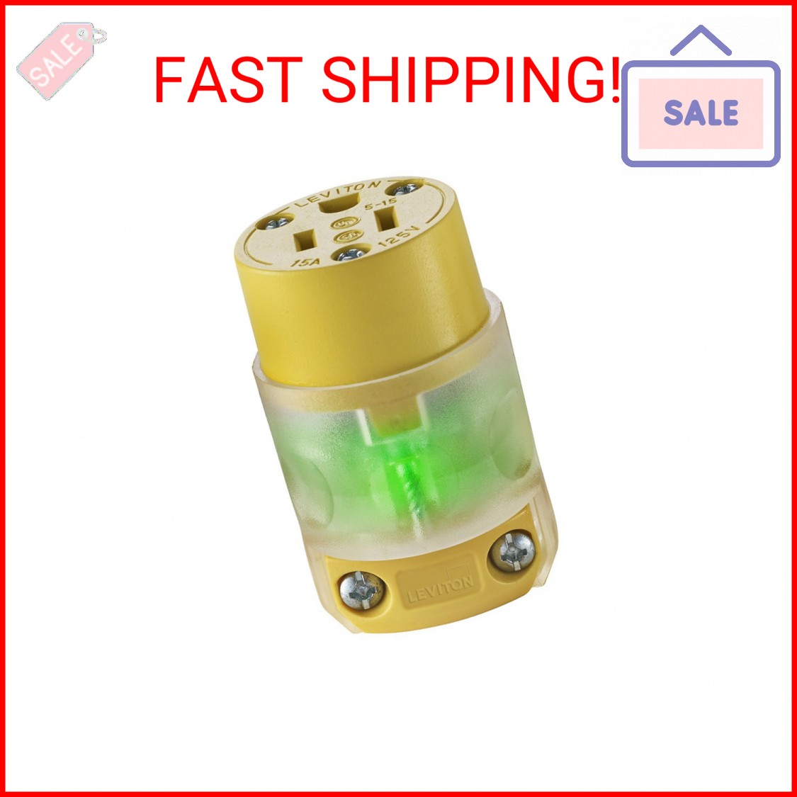 Leviton Grounding Lighted Cord End Replacement, 515CV-LIT