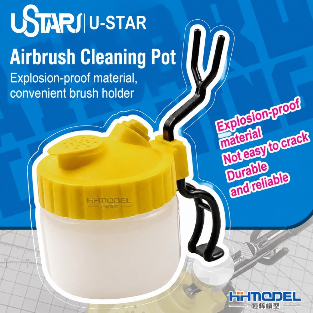 Ustar UA-90047 Airbrush Cleaning Pot w/ Holder Stand for Model Painting Hobby
