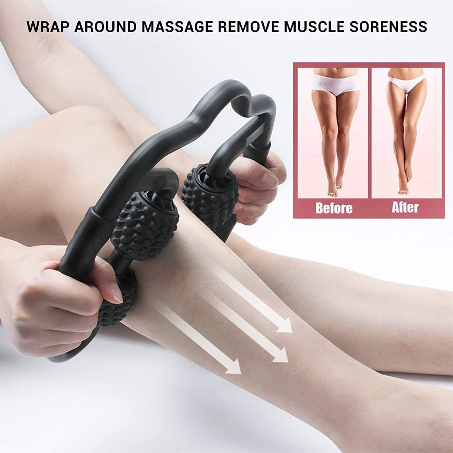PCSCER 4 Wheels Foam Roller Muscle Massager for Leg Neck Hand Arm,Trigger Poi...