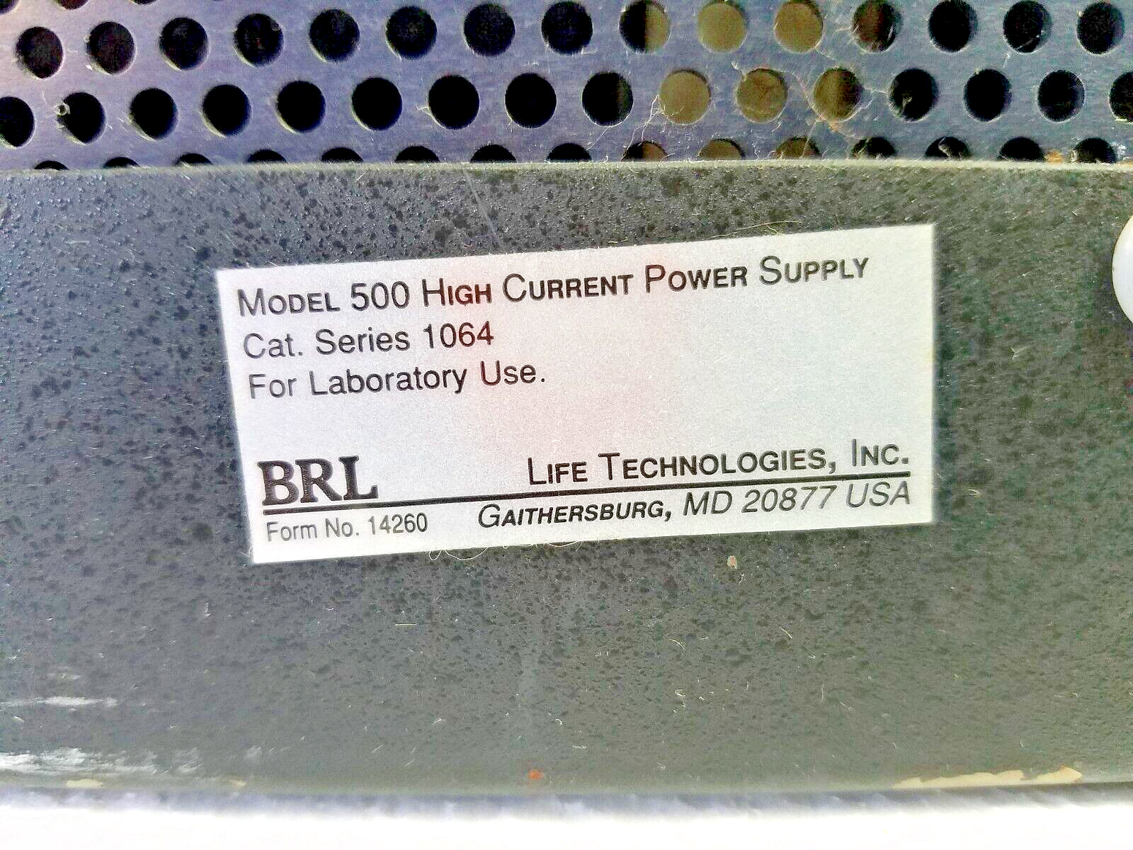 BRL MODEL 500 HIGH CURRENT POWER SUPPLY