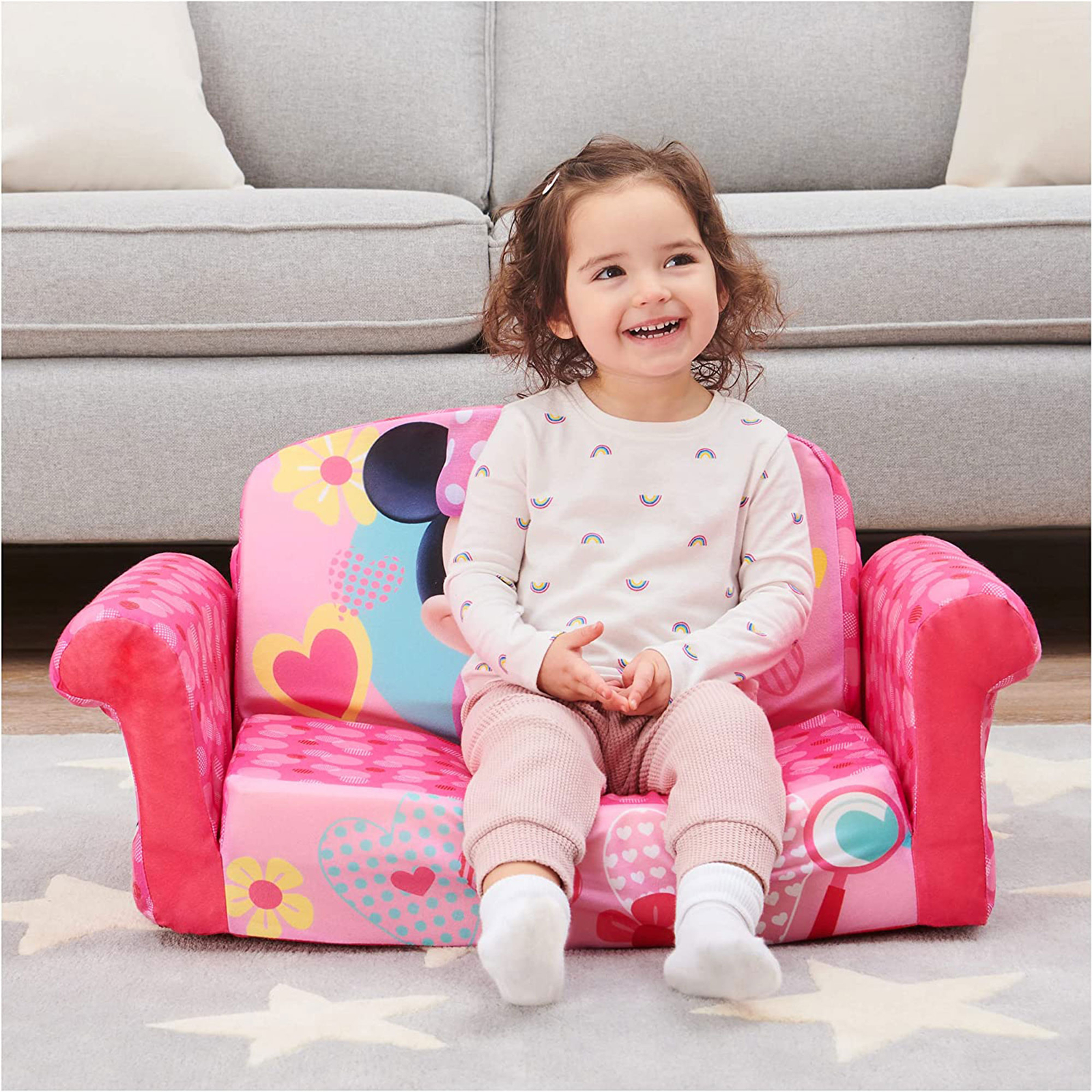 Marshmallow Furniture Kids Flip Open Sofa Furniture Couch, Minnie Mouse (Used)
