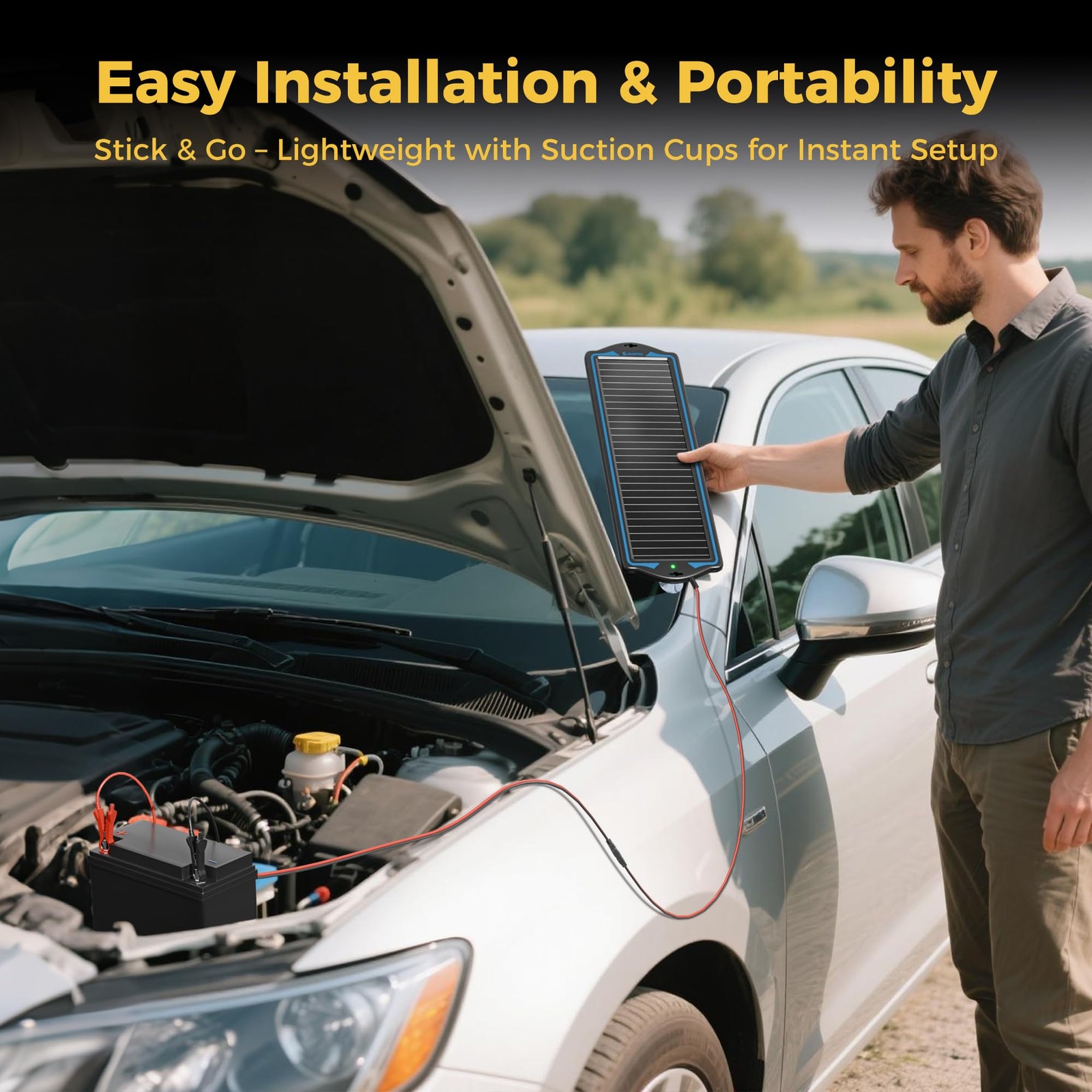 12V Solar Battery Charge: Waterproof Portable Solar Panel Kit - Battery Maintain