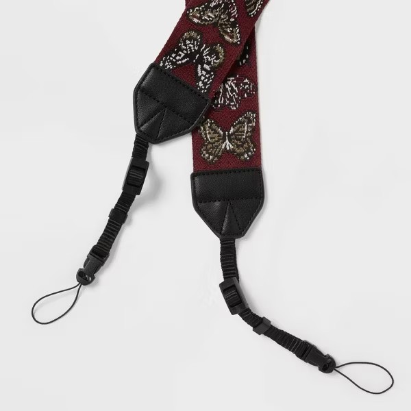 heyday Camera Strap – Dark Purple Butterfly Pattern – Adjustable – New