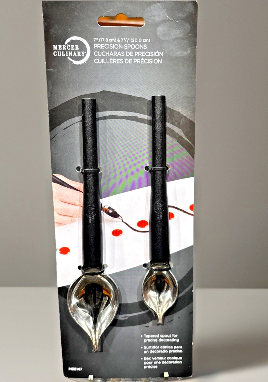 Set of 2 Mercer Culinary M35147 Tapered Tip Precision Spoons 7" & 7 7/8" NEW