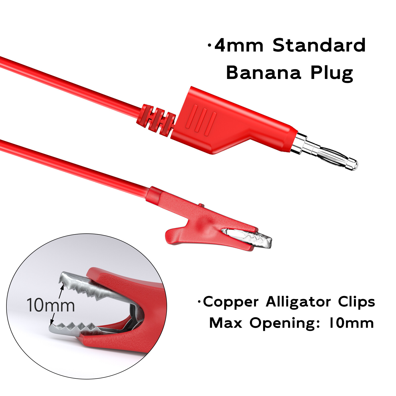 Stackabe Banana Plug to Alligator Clips Test Leads 10 Colors Flexible Electrical