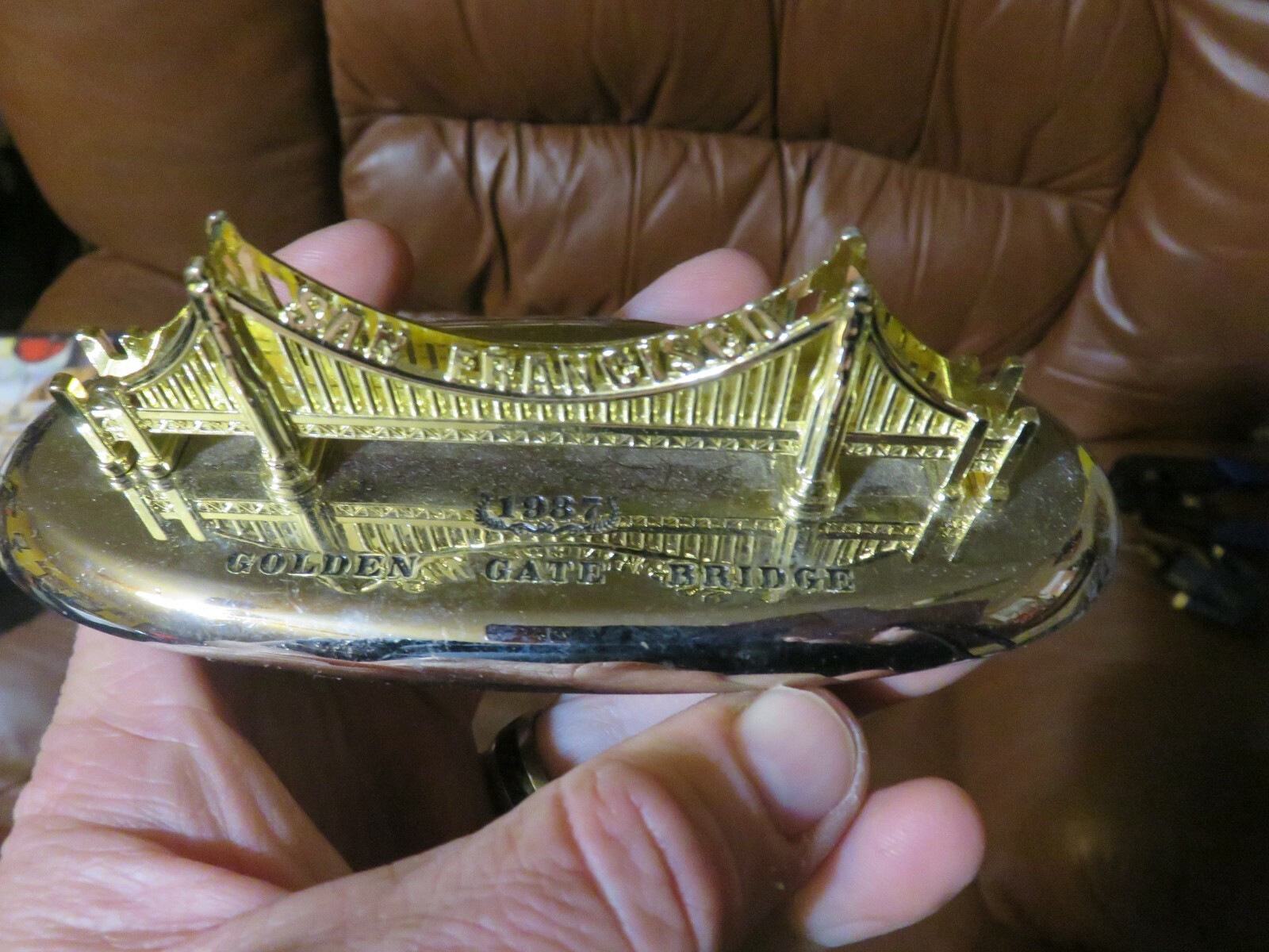 1987 GOLDEN GATE BRIDGE San Francisco Travel Souvenir Brass Finish