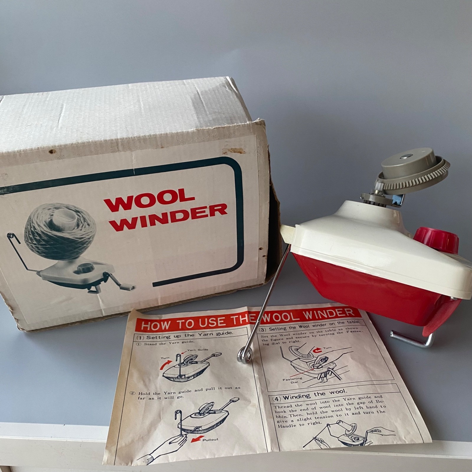 VINTAGE SPEEDY WOOL WINDER MADE IN JAPAN W/ORIGINAL BOX AND INSTRUCTIONS