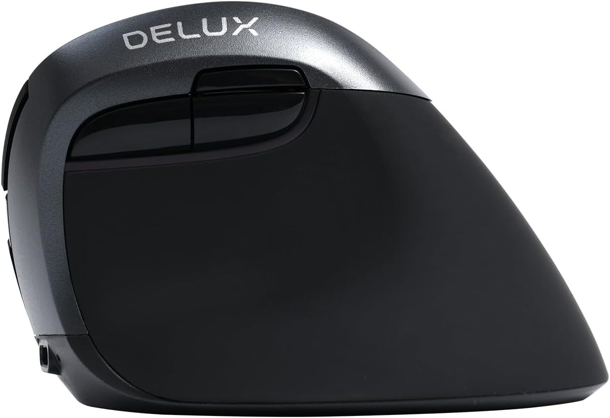 Iron Gray Wireless Vertical Mouse Silent Ergonomic with BT 5.2 USB Receiver