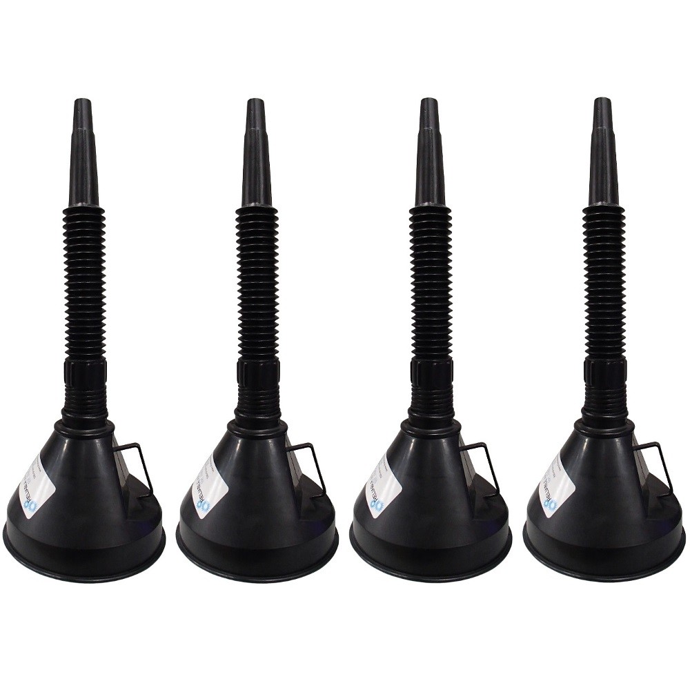 FOUR  6" Diameter Funnels with Inside Screen and Bendable & Detachable Hose
