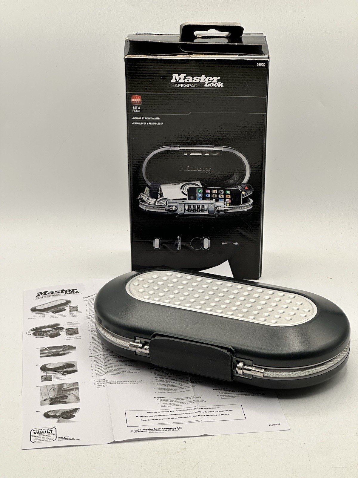 Master Lock 5900D Combination Portable Safe Gray Security For Your Small Items