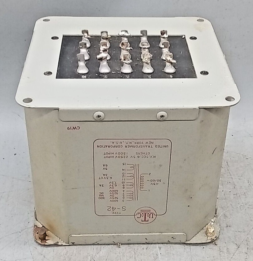 UTC  S-42 Plate &  Filament  Transformer  600-525-0-525-600 V  / 5V - 6.3V