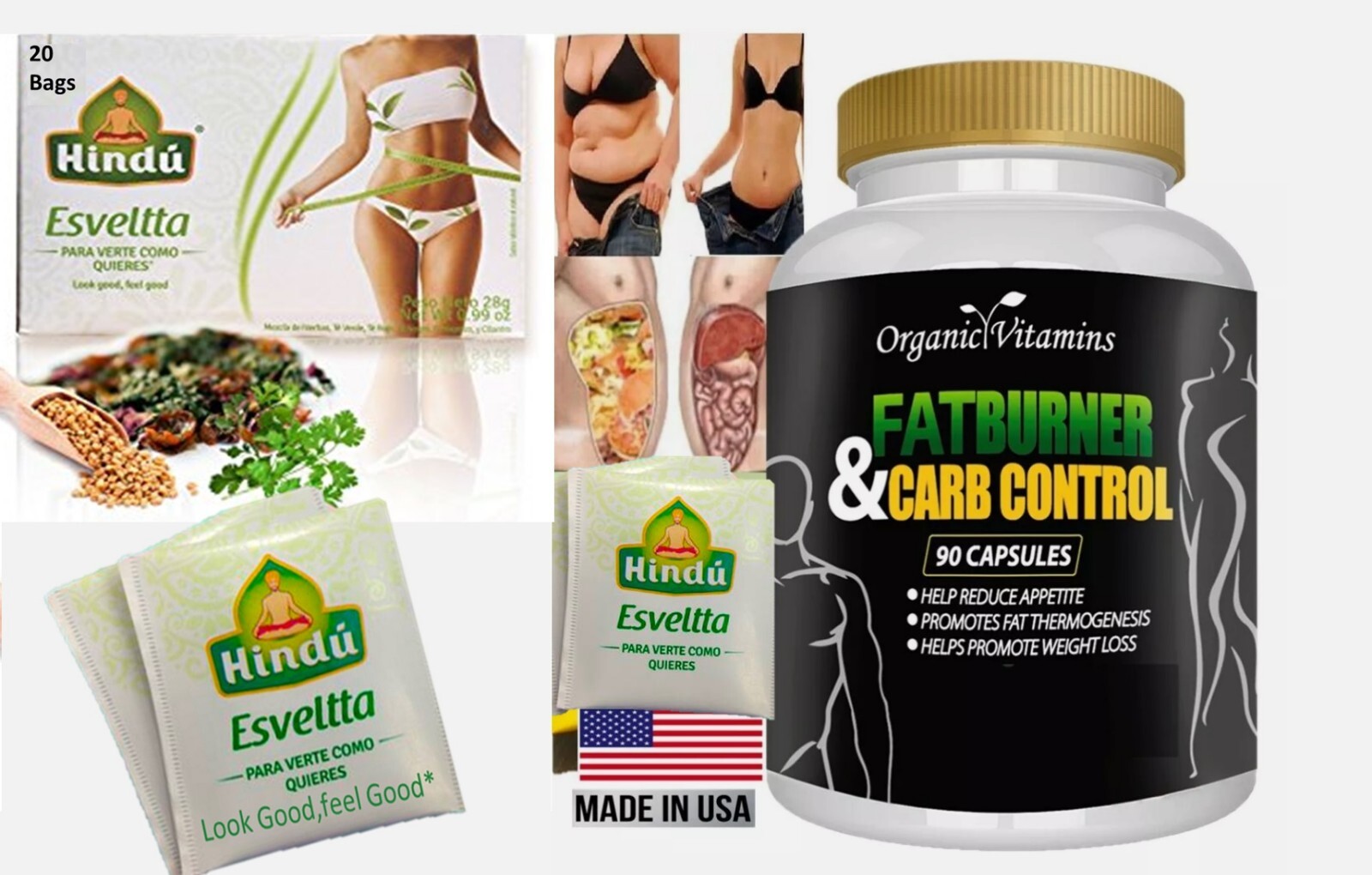 Sveltta Tea fat burner tea & capsules support diet Appetite Suppressant Support