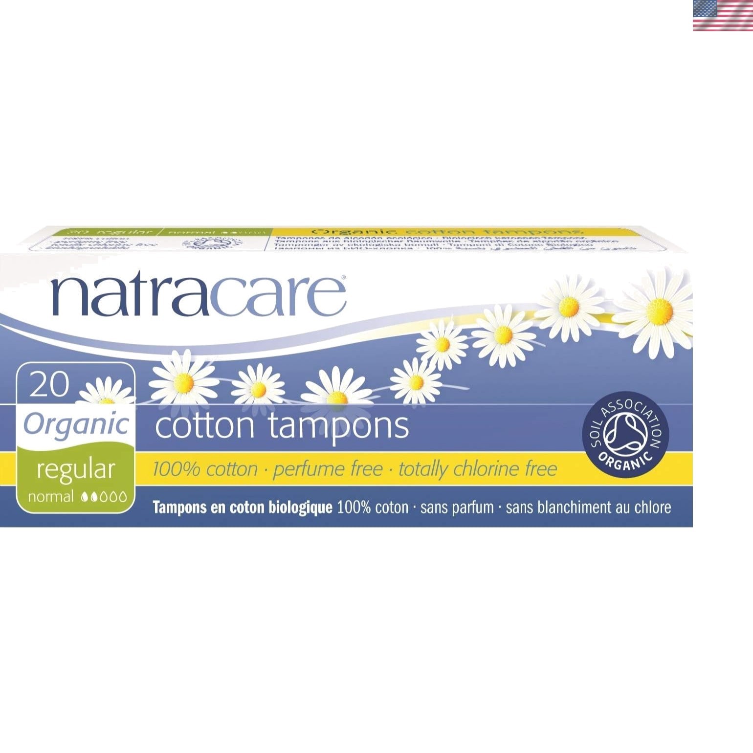 20 Organic Cotton Tampon No Applicator Regular- 5 Boxes