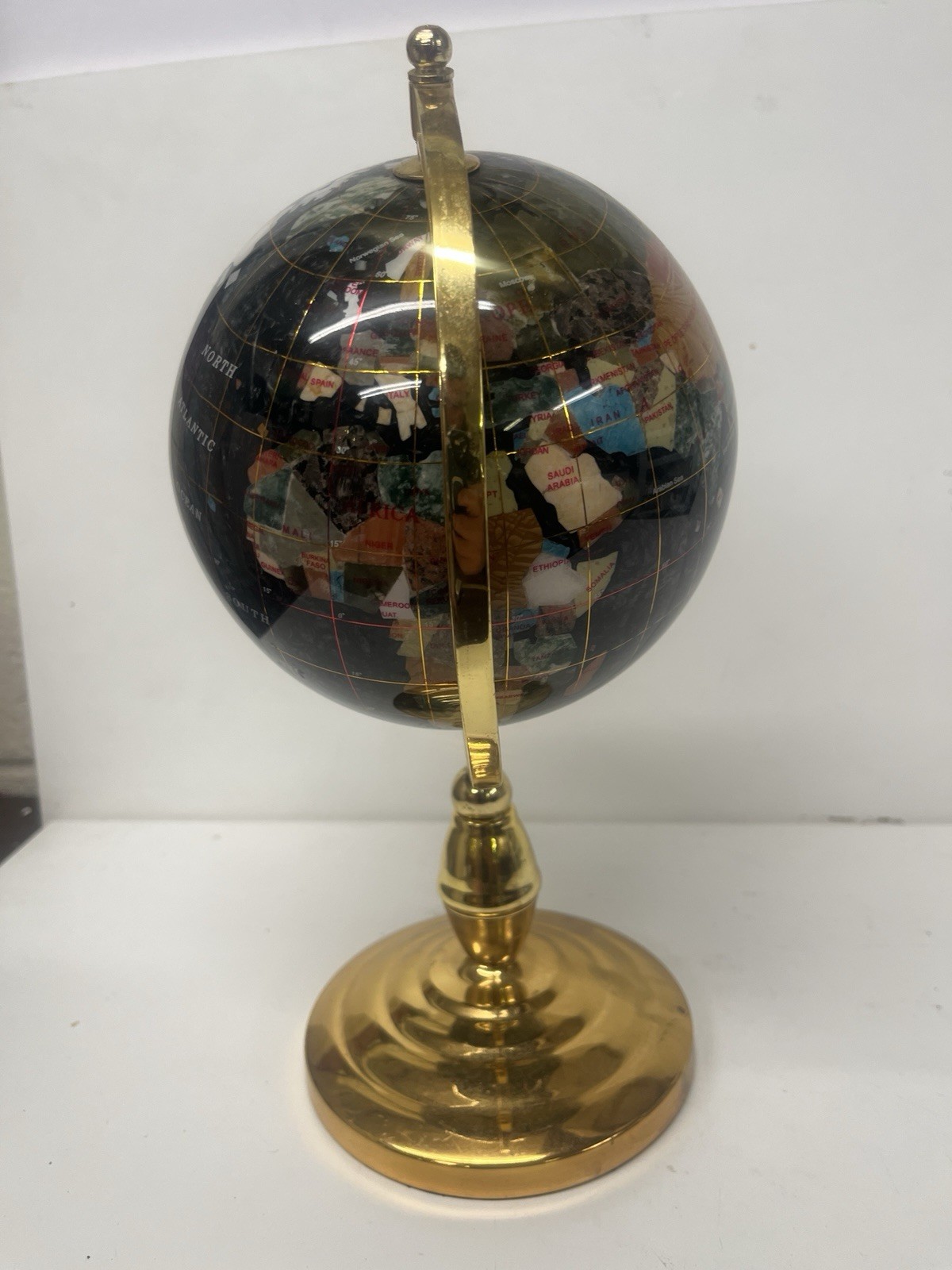 Mini Spinning Semi Precious Stones Globe
