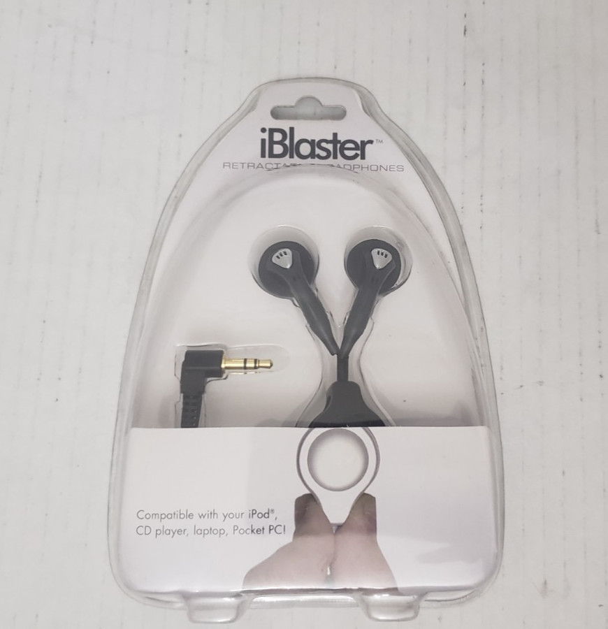 iBlaster Retractable Earphones Black 179BK-CS