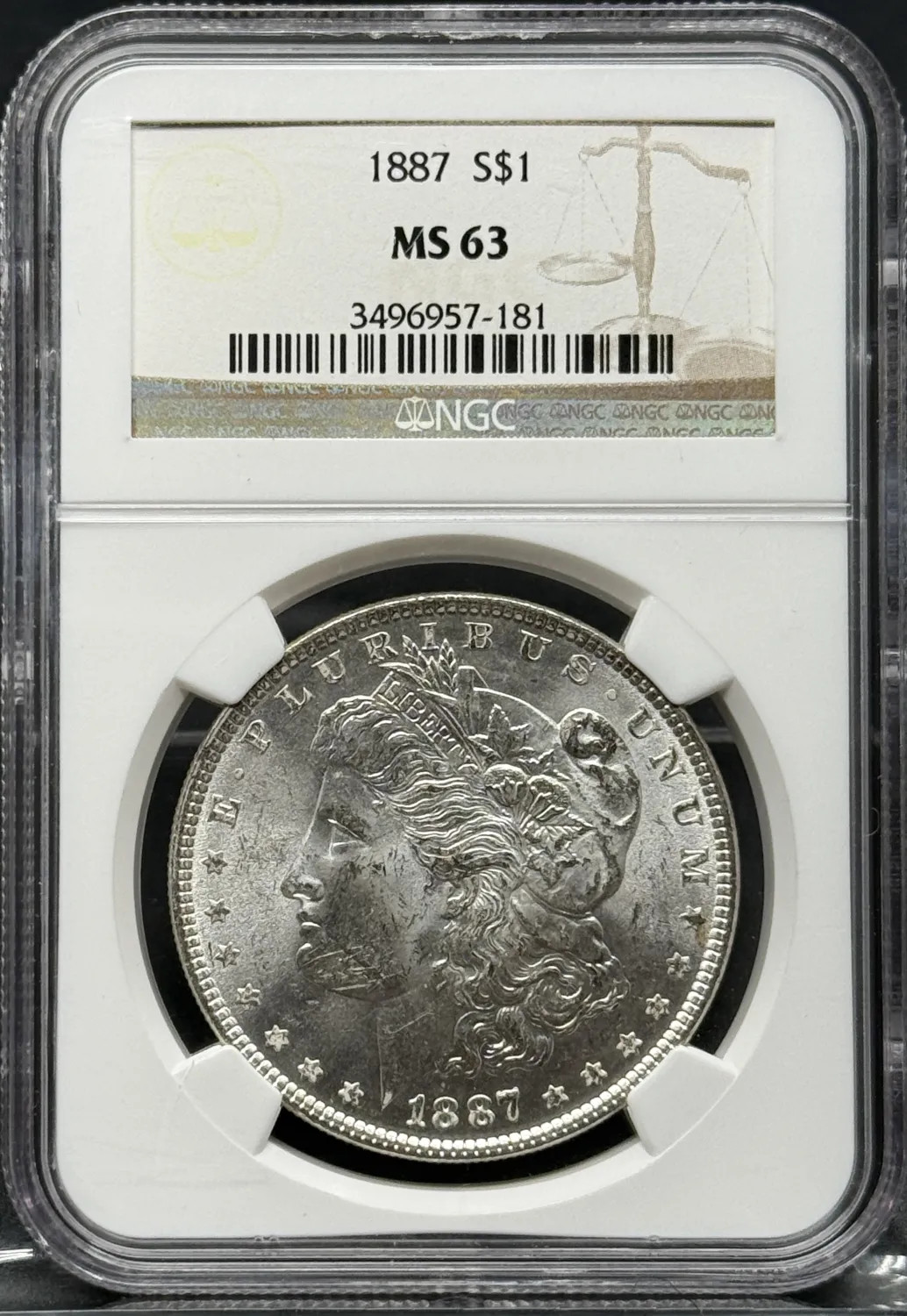 1887 Morgan Silver Dollar NGC MS-63